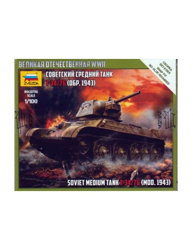 1/100 T-34/76 1943 Tank - Boxed kit