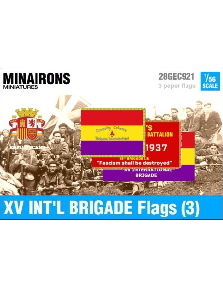 1/56 XV International Brigade Flags (3) 1/56 XV International Brigade Flags (3)